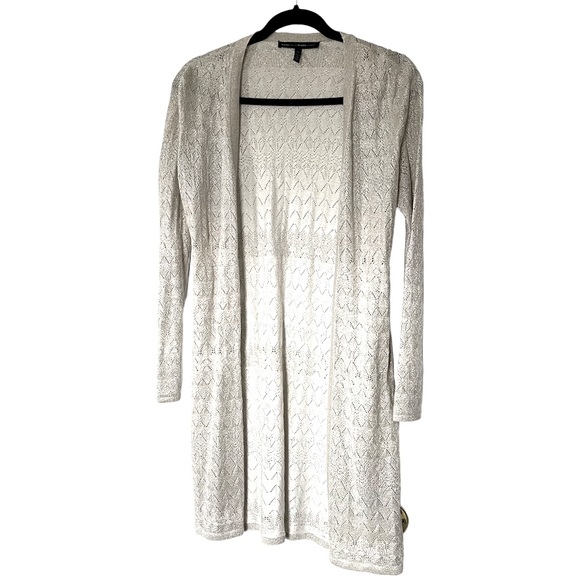 WHBM•metallic open front midi cardigan XS EUC - Picture 2 of 6